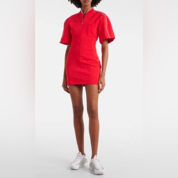 NWT Nike x Jacquemus Red Short Sleeve Dress with White Piping - Picture 1 of 11